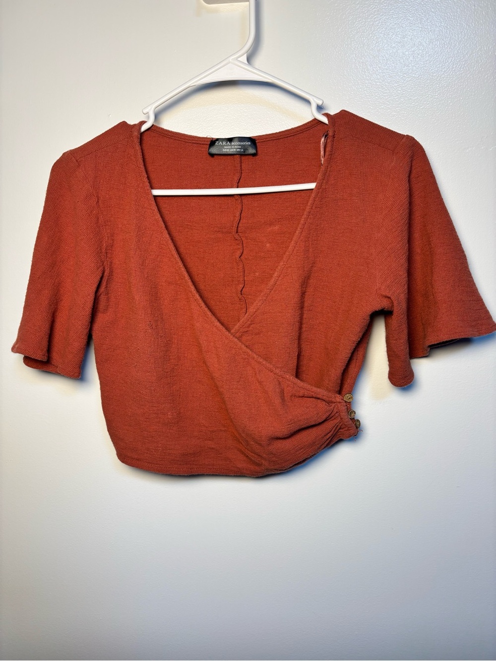 Zara Rust-Orange Wrap Crop Top